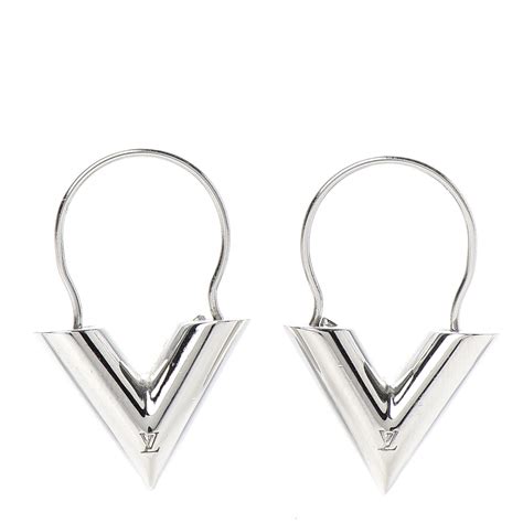 v hoops louis vuitton silver|authentic louis vuitton earrings.